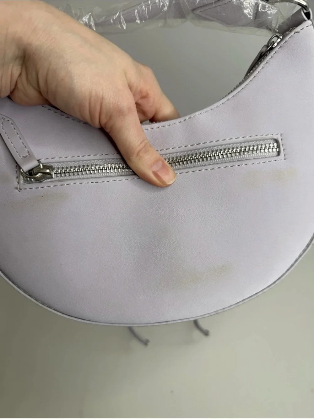 Paris Lilac Crescent Shoulder Bag Y2K Lace Up‎ Detail Baguette Purse Purple New
